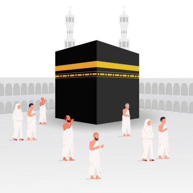 Kabe Çevresinde İnsanlar, Hac İslami Hac İllüstrasyon Parçası