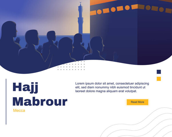 Hajj Mabrour Landing Page UI Template Flat Illustration