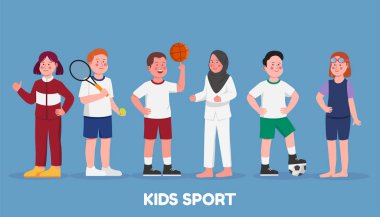 Okul Çizgi Filminde Karakter Çizimi Çocuklar Spor Hobilerini Ayarla