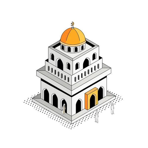 Mezquita Golden Dome Ilustración Del Contorno Isométrico — Archivo Imágenes Vectoriales
