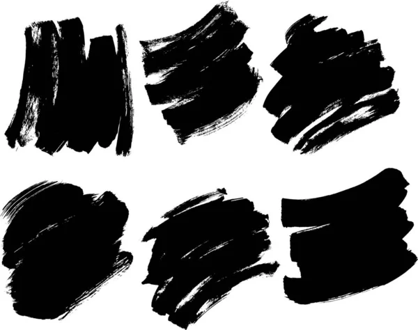 Brush Paint Stroke Set Vector Black Ink Achtergrond — Stockvector