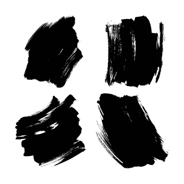 Set Vector Tinta Textura Trazo Pincel Color Negro — Archivo Imágenes Vectoriales