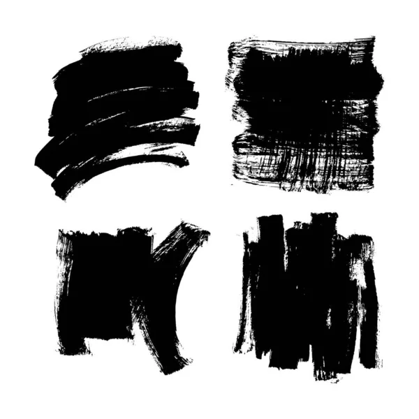 Set Tinta Negra Pintura Vector Cepillo Textura — Archivo Imágenes Vectoriales