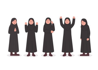 Küçük tesettürlü Kız Çizgi Filminin Karakter İfadesini Ayarla