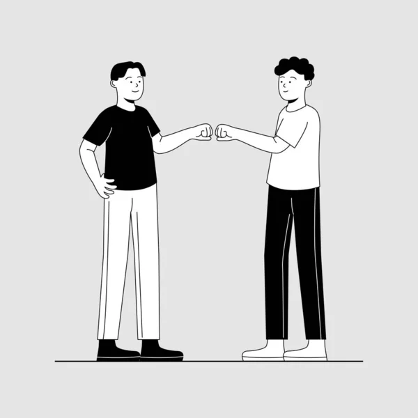 Faustschlag Geste Zwei Freund Bruderschaft Symbol Flache Illustration — Stockvektor