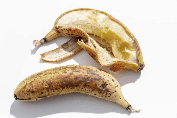 Close View Two Ripe Yellow Bananas One Has Popped Abd — Stock Photo, Image