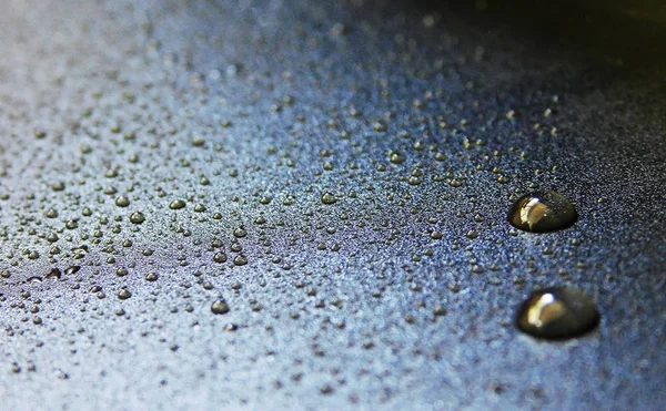 Wassertropfen Auf Blauem Feuchtem Hintergrund — Stockfoto