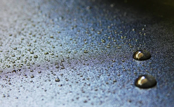 Gotas Água Fundo Molhado Azul — Fotografia de Stock