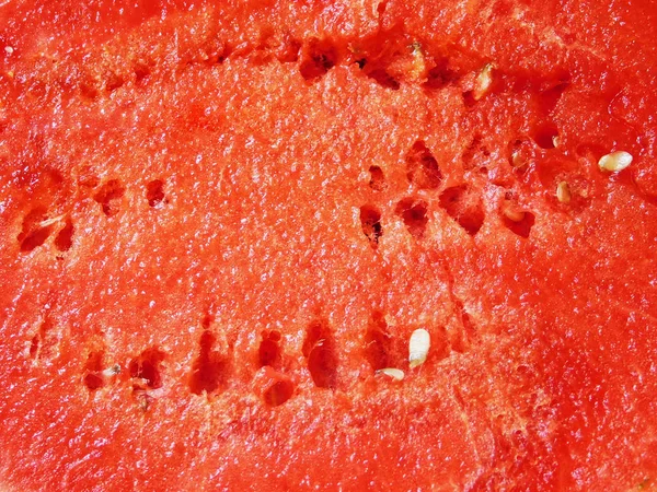 Rote Textur Von Süßer Wassermelone Makro — Stockfoto