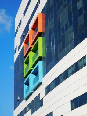 İsrail, Hayfa - 12 Eylül 2018: Ruth Rappaport Çocuk Hastanesi (Rambam Sağlık Kampüsü) Batı cephe