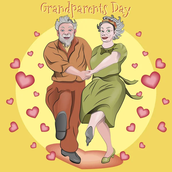 Nenek Dan Kakek Senang Dengan Liburan Ilustrasi Vektor - Stok Vektor