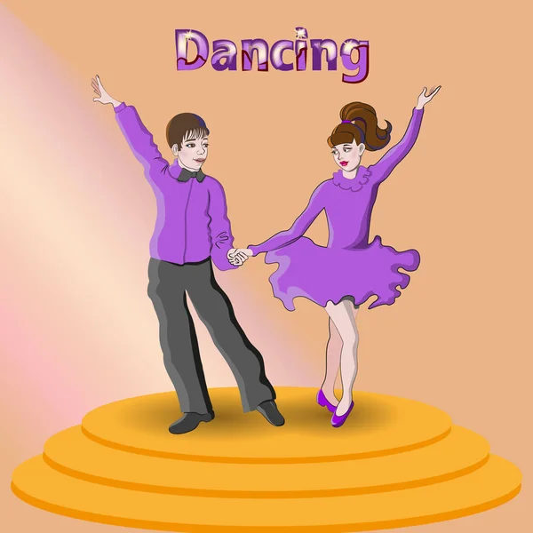 Танцующие Дети Бальный Зал Современные Танцы Векторная Иллюстрация — стоковый вектор