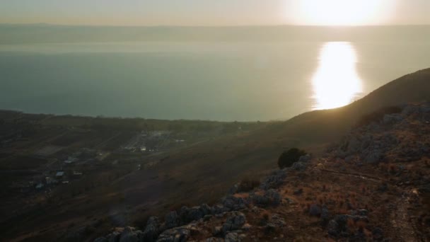 Ανατολή Του Ηλίου Στη Θάλασσα Της Γαλιλαίας — Αρχείο Βίντεο