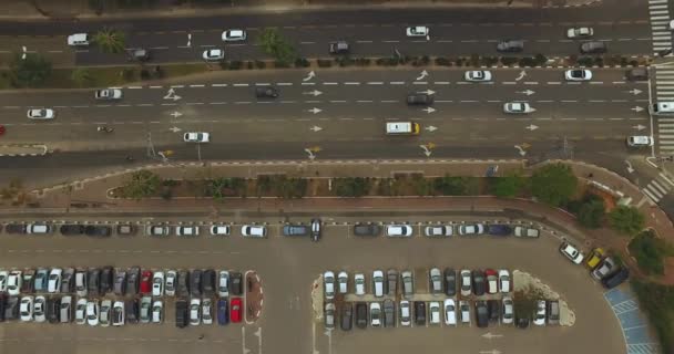 Aéreo Vertical Sobrecarga Movimentada Estradas Tel Aviv — Vídeo de Stock