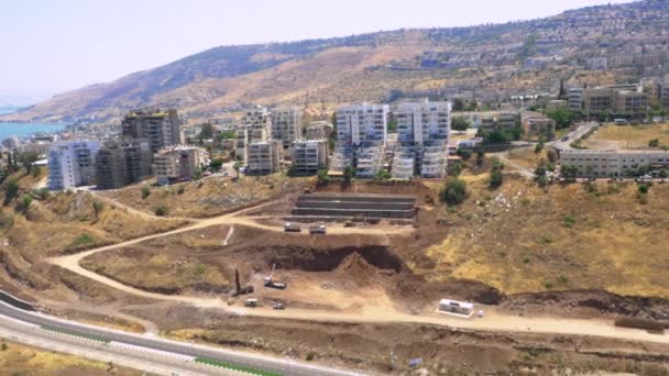 Tiberias Flygfoto Över Kinerret Havet — Stockvideo