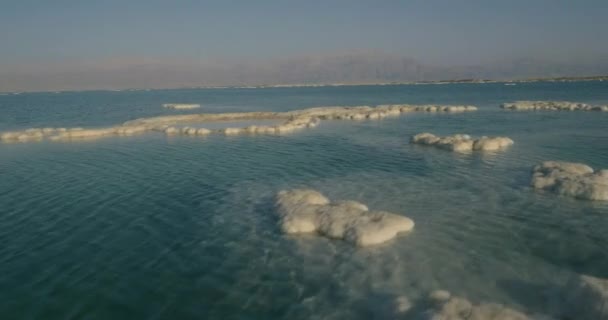 Dode Zeezout Drone Zweven Het Zout Van Dode Zee Middelste — Stockvideo