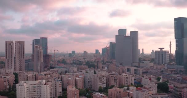 Západ Slunce Tel Avivu Letecký Snímek — Stock video