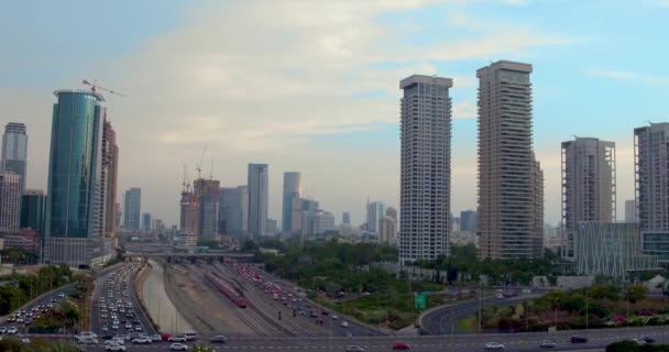 Tel Aviv Tramonto Ayalon Highway — Video Stock