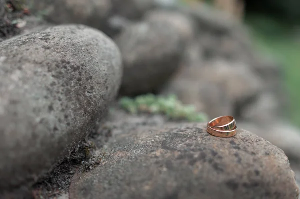 Anéis Casamento Pedra Natureza — Fotografia de Stock