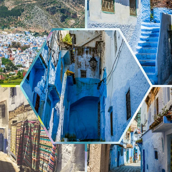 Collage Streets Chefchaouen Morocco — Stock Photo, Image