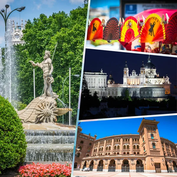 Madrid Turizm Fotoğrafları Kolaj Bir — Stok fotoğraf