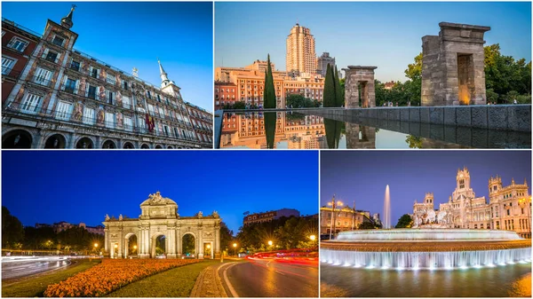 Collage Von Touristenfotos Des Madrids Stockbild