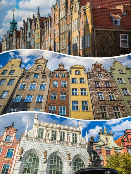 Collage Architecture Gdansk Ville Historique Pologne — Photo