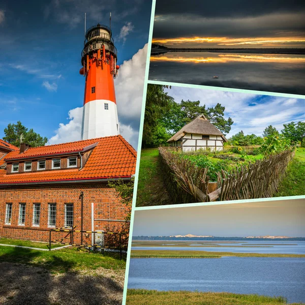 Collage Aus Wunderschönem Sandstrand Leba Ostsee Polen — Stockfoto