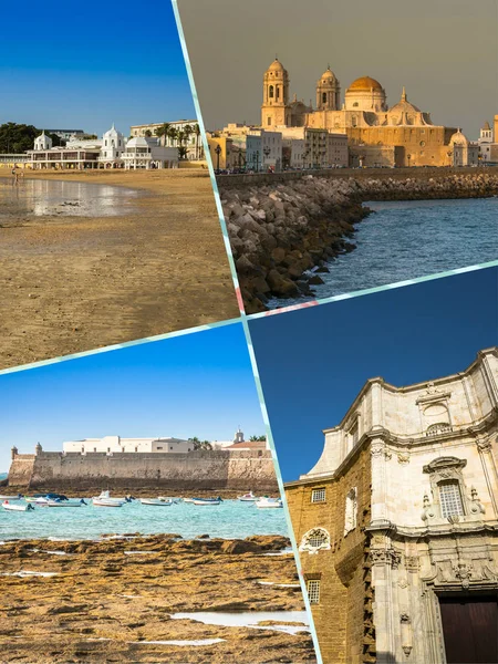 Collage Tourist Photos Cadiz Spain — Stock Photo, Image
