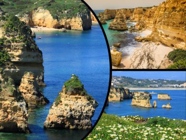 Lagos Portekiz turist fotoğrafları kolaj bir.