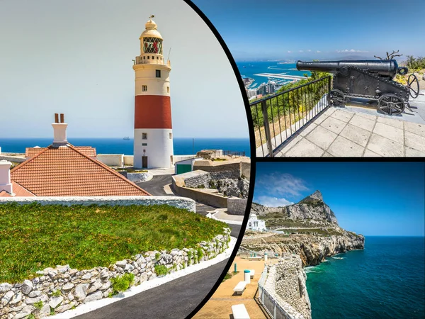 Collage Tourist Photos Gibraltar British Island — Stock Photo, Image