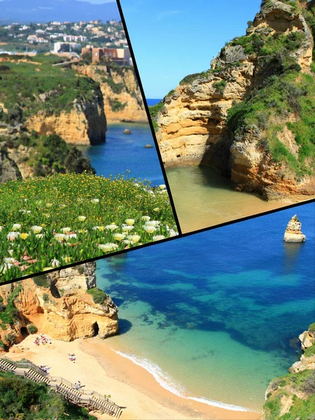 Collage Photos Touristiques Lagos Portugal — Photo