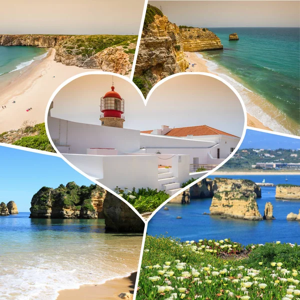 Collage Photos Touristiques Lagos Portugal — Photo