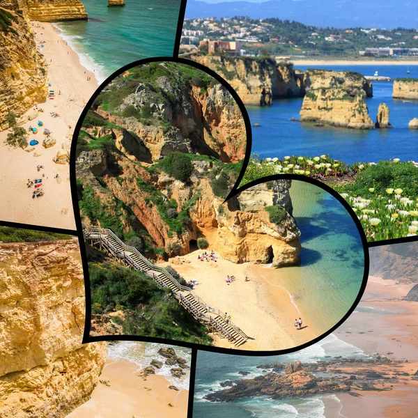 Colagem Fotos Turísticas Lagos Portugal — Fotografia de Stock