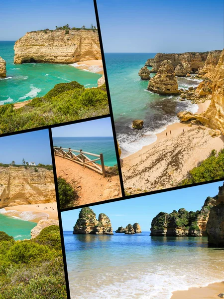 Collage Von Touristenfotos Der Portugiesischen Lagos — Stockfoto