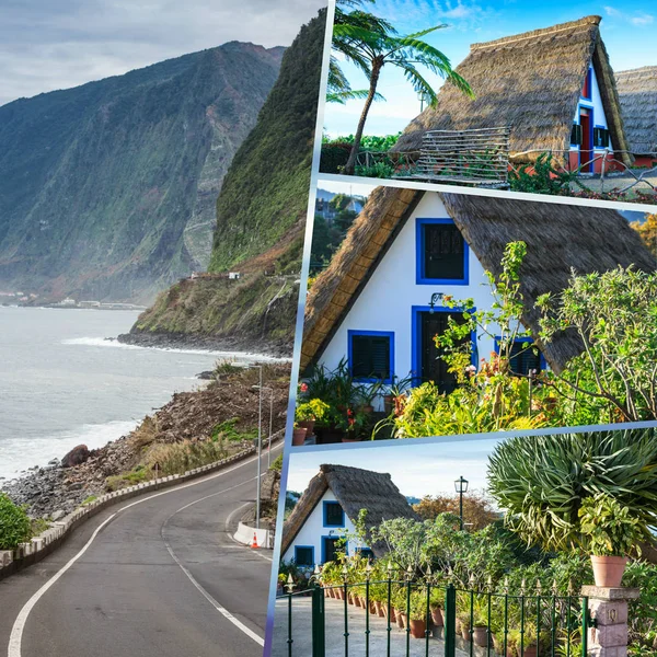 Collage Von Touristenfotos Der Insel Madeira — Stockfoto