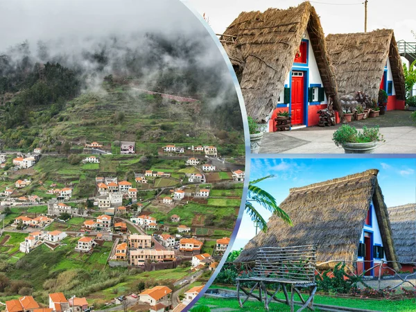 Madeira Adası Portekiz Turist Fotoğrafları Kolaj Bir — Stok fotoğraf