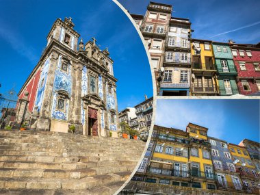 Porto Portekiz turist fotoğrafları kolaj bir.