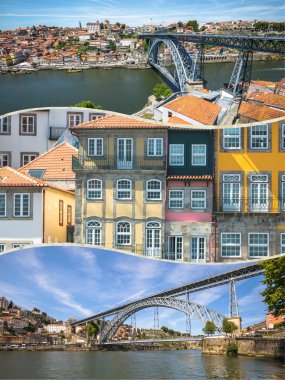 Porto Portekiz turist fotoğrafları kolaj bir.