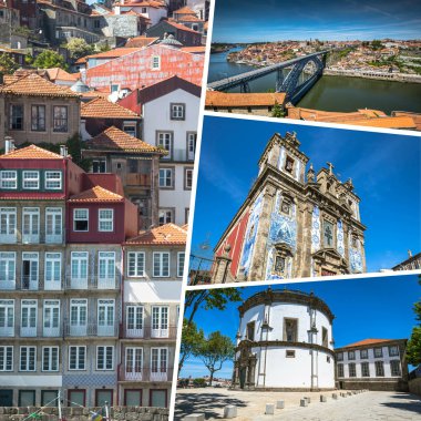 Porto Portekiz turist fotoğrafları kolaj bir.