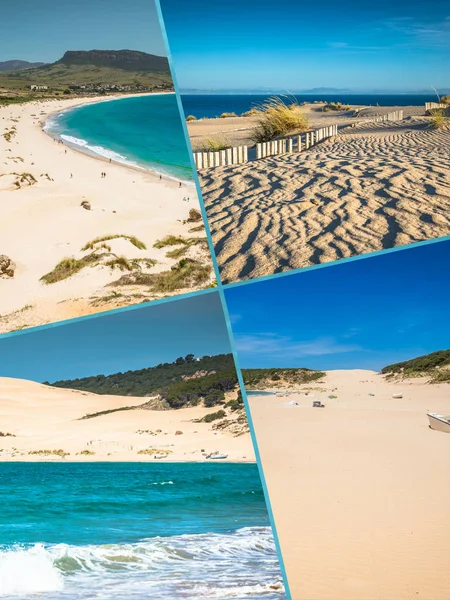 Collage Dune Spiaggia Tarifa Spagna — Foto Stock