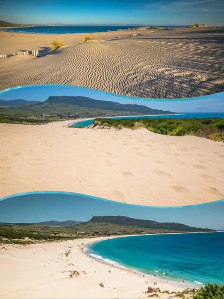Коллаж Пляжных Дюн Тарифе Испания — стоковое фото