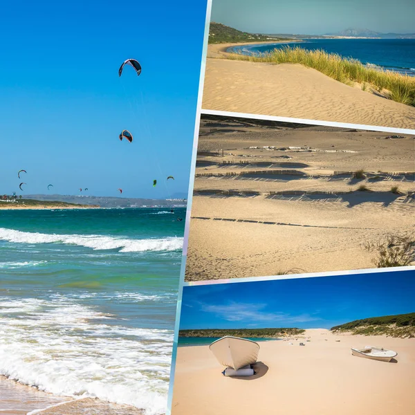 Collage Dune Spiaggia Tarifa Spagna — Foto Stock