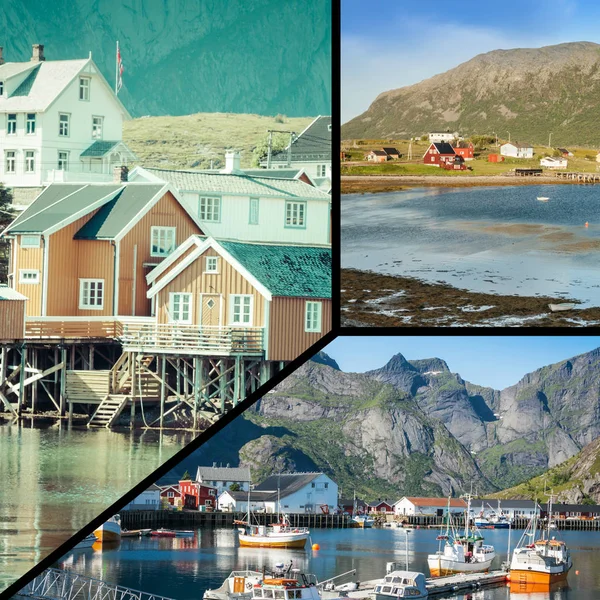 Collage Van Toeristische Foto Van Noorwegen — Stockfoto
