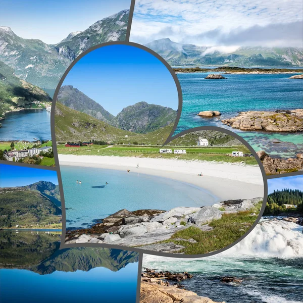 Norveç Turistik Fotoğrafları Kolaj Bir — Stok fotoğraf