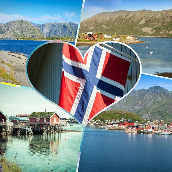 Collage Van Toeristische Foto Van Noorwegen — Stockfoto