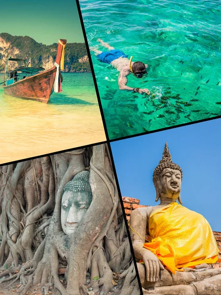 Collage Fotos Turísticas Tailandia —  Fotos de Stock