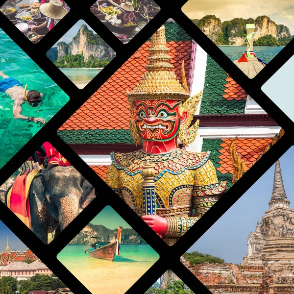 Collage Von Touristenfotos Aus Thailand — Stockfoto