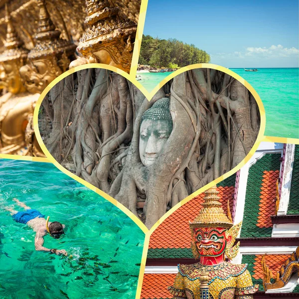 Collage Von Touristenfotos Aus Thailand — Stockfoto