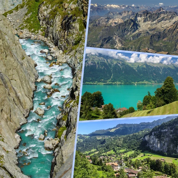 Collage Tourist Photos Switzerland — Stock Photo, Image